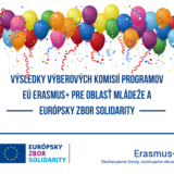 Výsledky výberových komisií programov EÚ Erasmus+ pre oblasť mládeže a Európsky zbor solidarity